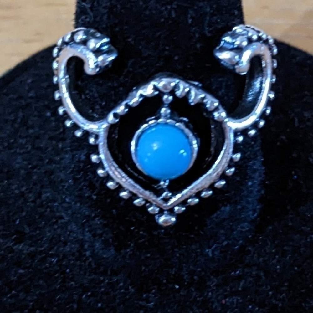 New Exaggerated Turquoise Color Ring Vintage Style size 6, T1B7E